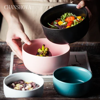 

CHANSHOVA Traditional Chinese Color Glaze Matte Ceramic Bowl China Pottery Bowls for Fruit Salad Rice Kitchen Utensils H208