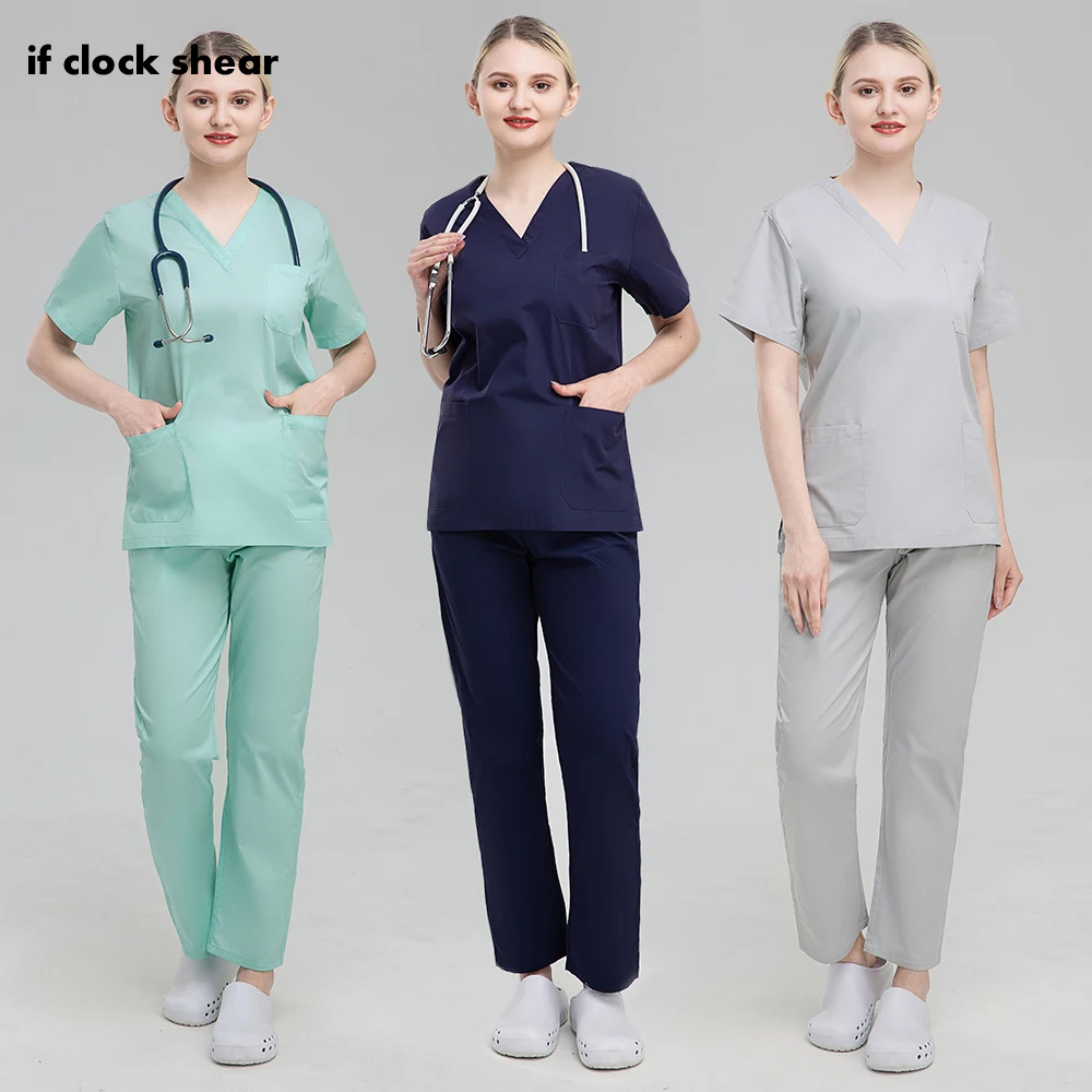 Nursing Scrubs Women Uniforms Multicolor Medical Workwear Pet Clinic Nurse Working Clothes Prices Unisex Scrubs Suits