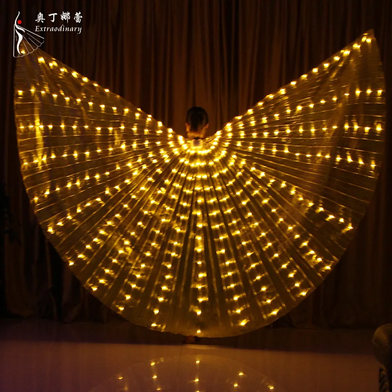 

Odin na lei Cross Border LED Shining Wing 360-Degree Big Dance Wing Shining Dance Props Belly Dance LED Golden Wing