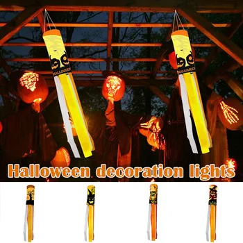 

Newly Halloween Pumpkin Ghost Windsock Flag Outdoor Hanging Decoration for Garden Patio Lawn Front Yard Party Decoration