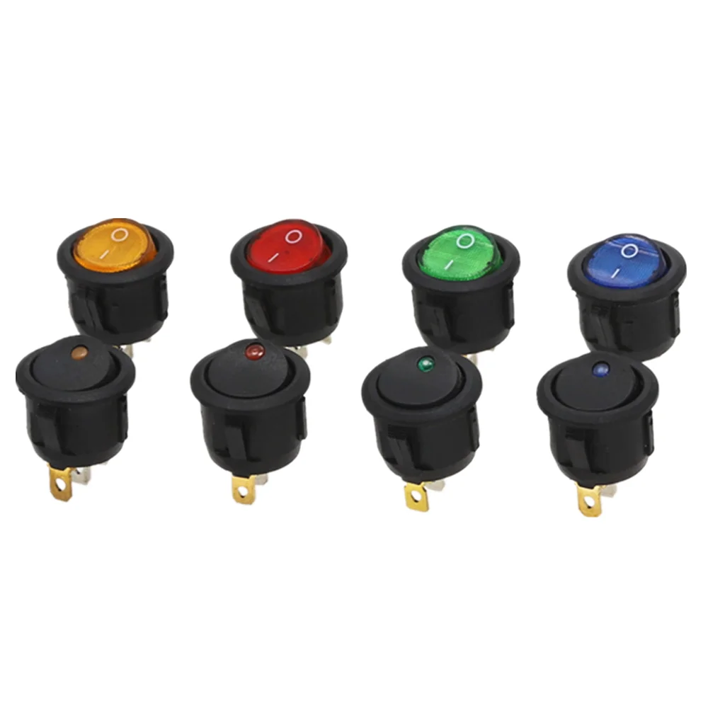 ON/OFF ronda interruptor basculante punto luz coche iluminado por LED tablero de instrumentos Dash Van 12V 220V círculo interruptor