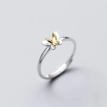 

The New Adjustable Real 925 Sterling Silver Ring Cute Colorful Butterfly Romantic Women Fine Jewelry For Girls Kids Lady Gift