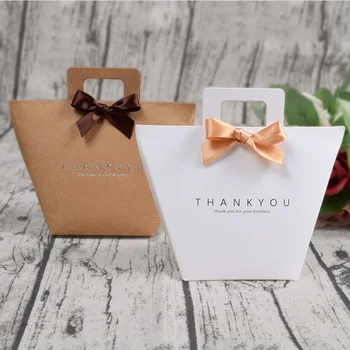 

Kraft Paper Bags Treat Candy Bag White Gift Bags for Wedding Birthday New Year Party Favors Supplies Christmas Bag 10PCS
