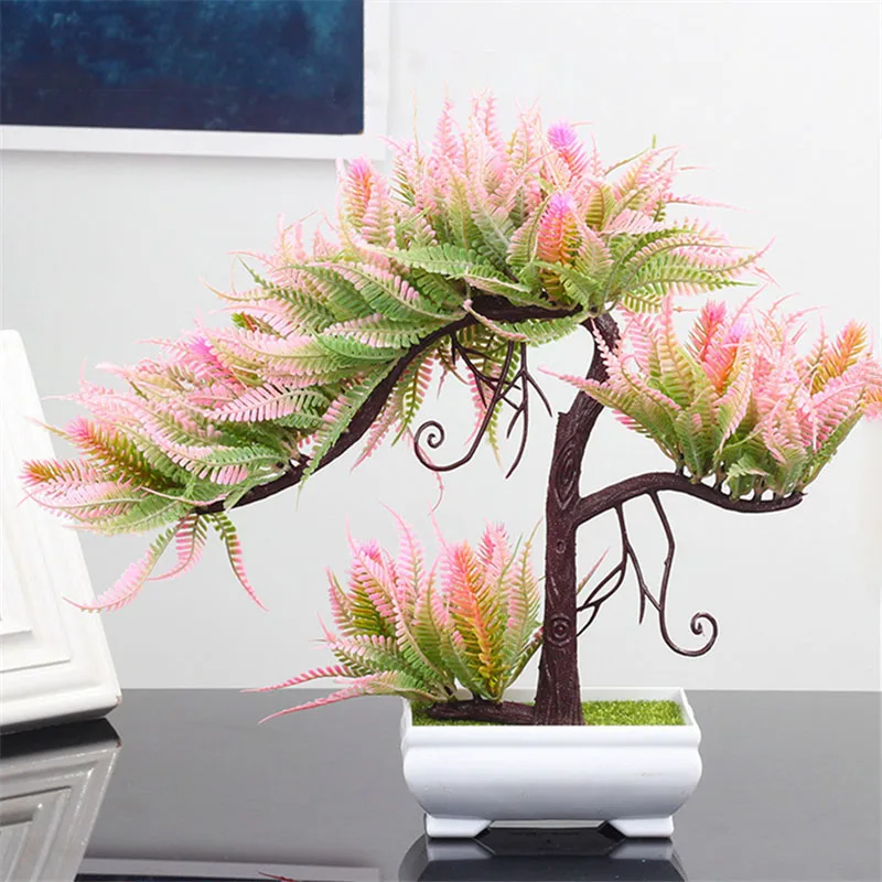 

Artificial Bonsai Plants Small Tree Pot Plants Fake Flowers Potted Ornaments For Home Living Room Decoration Hotel Garden Decor