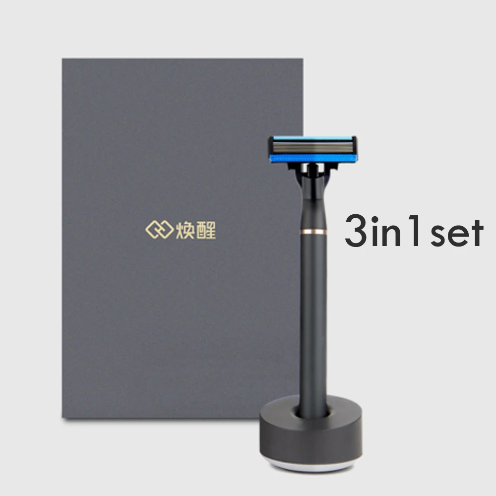 xiaomi Huanxin Мужская бритва для бритья с ароматом лимона, магнитная Замена зажима, лучший подарок для мужчин, Новинка - Цвет: 3 in 1 set