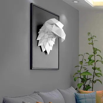 

Nordic animal eagle head sculpture wall decoration living room mural bar wall 3D resin wolf head pendant home decoration crafts