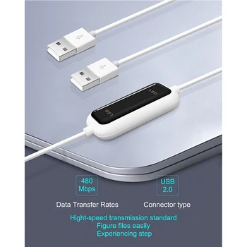 

USB 2.0 PC To PC Online Share Bridge LED Display Link File Transfer Notebook Direct Charging High Speed Data Cable Laptop Copy
