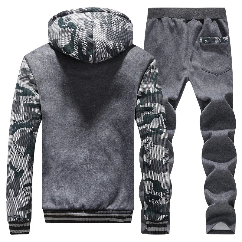 Autumn Winter Mens Warm Suits Two-piece Tracksuit Jogging Suits For Running Set Male Sweat Pants Jogging Set Extra Big Size