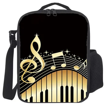

Portable Lunch Bag For Women Kids Men Piano Keys Note Music Yellow Gradient Insulated Box Tote Bag Thermal Cooler Food Bag