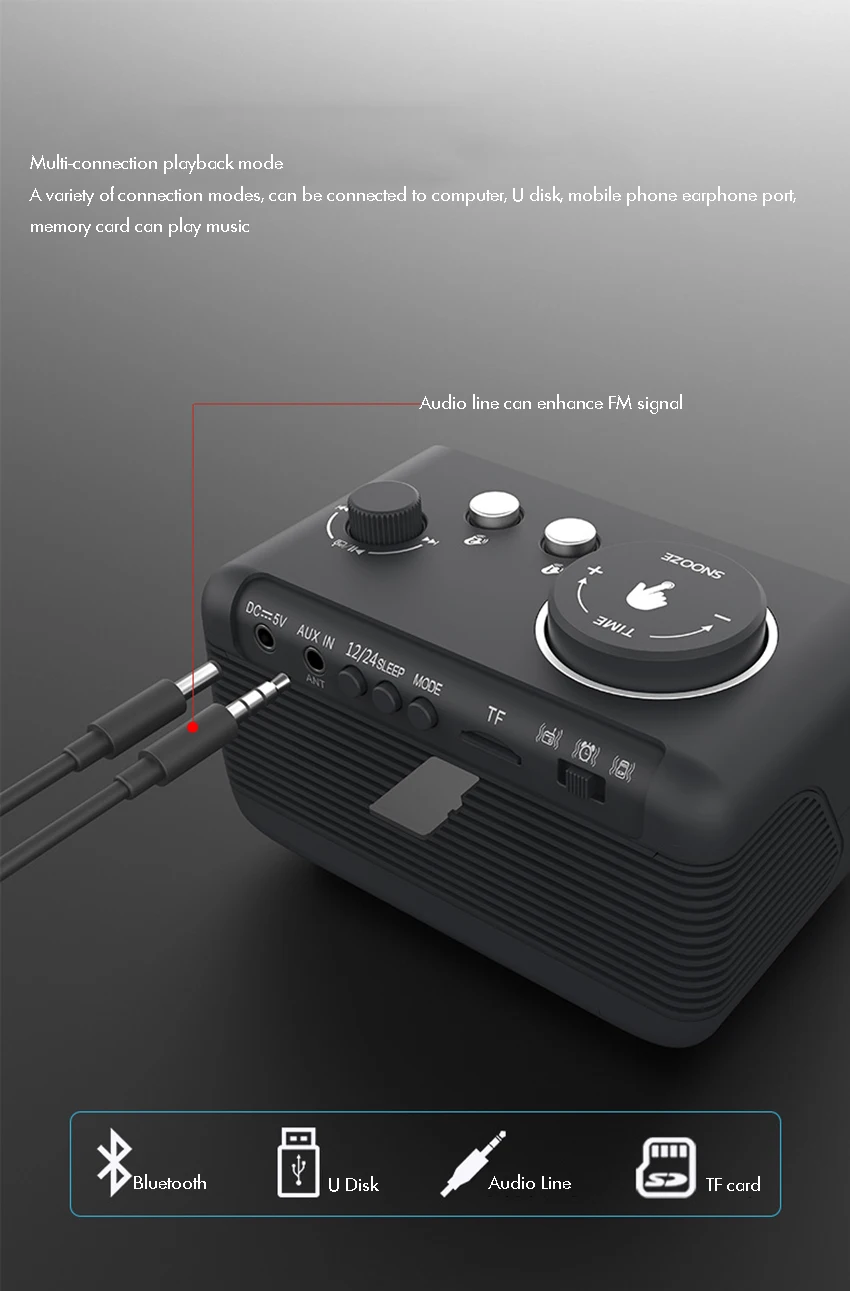 Top control buttons of LED clock speaker