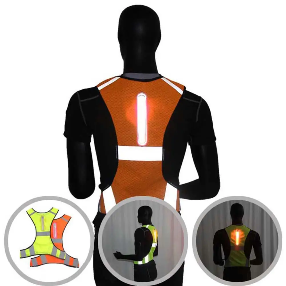 Led Reflective Vest Reflective Stripes Safety Vest Led Night Cycling