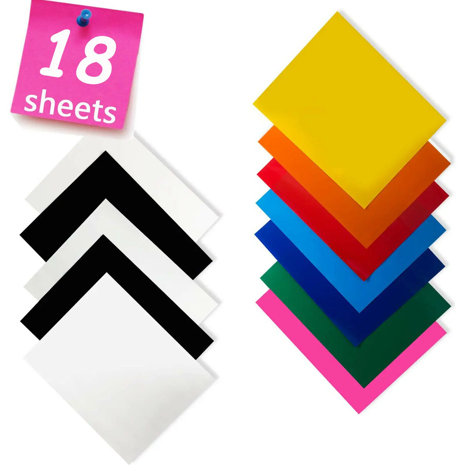 18 Pack 12inchX10inch HTVRONT Heat Transfer Vinyl Sheets Multi