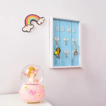 

Creative Nordic Style Wooden House Key Wall Hanging Jewelry Box Home Crafts Wall Shelf Porch Storage Rack Hanging Hook Key Boxes