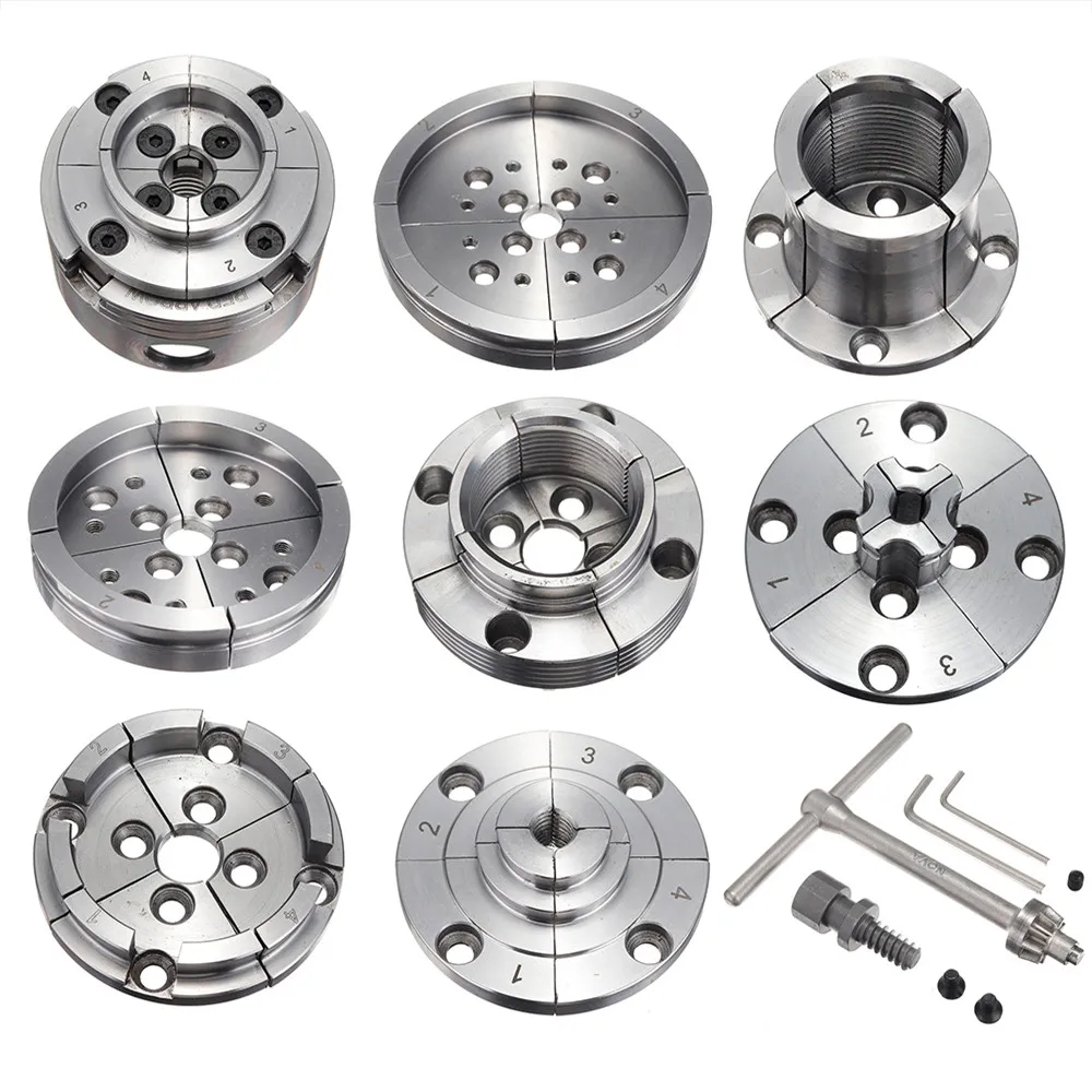 New Reversible 3.5 Inch Wood Turning Chuck 1-Inch x 8TPI Thread Wood Lathe Chuck Accessory Jaws Wood Lathe Turning Tool 9 Types