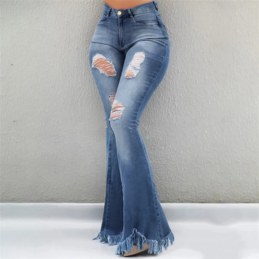 Women Flare Jeans High Waist Fringe Denim Skinny Pants Woman Stretch Jeans Female Wide Leg Jeans Bell Bottoms Clothes Women Flare Jeans High Waist Fringe Denim Skinny Pants Woman Stretch Jeans Female Wide Leg Jeans Bell Bottoms Clothes