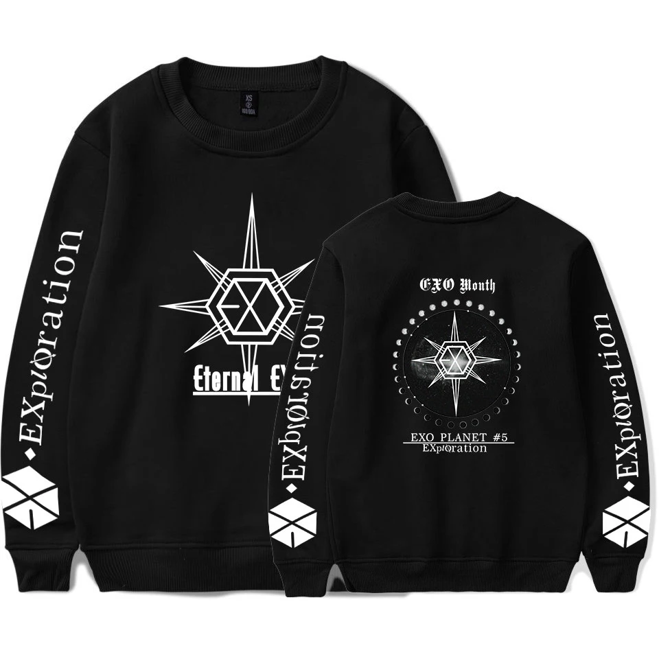 EXO PLANET#5 свитшоты женские новые толстовки с принтом пуловер с капюшоном плюс размер EXO PLANET#5 толстовки с капюшоном