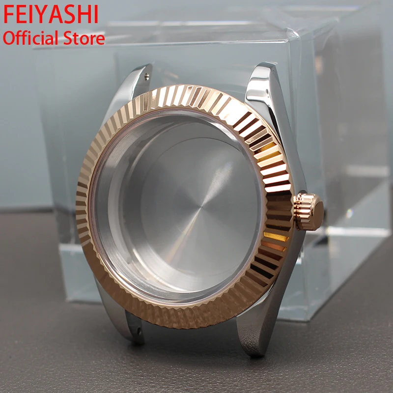 36Mm 40Mm Cassa Scanalata In Oro Rosa Parti Dell'Orologio Da Uomo Per Oyster Day Date Seiko Nh34 Nh35 Nh36 Nh38 Miyota 8215 Movimento Quadrante Da 28.