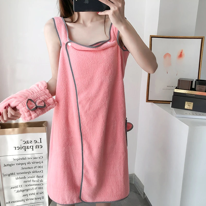 Chic Bath Towel Wearable Towels Superfine Fiber Solid Color Soft and Absorbent Cleaning Plain Towel Hotel Home Bathroom Gifts