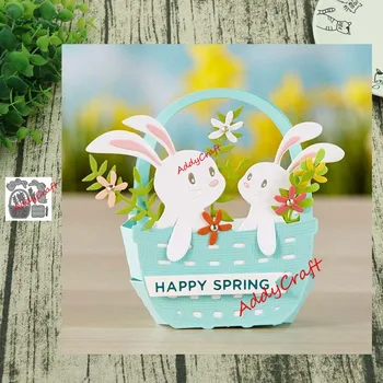

Metal cutting dies Rabbit and flower basket cut die mold decoration Scrapbook paper craft knife mould blade punch stencils die