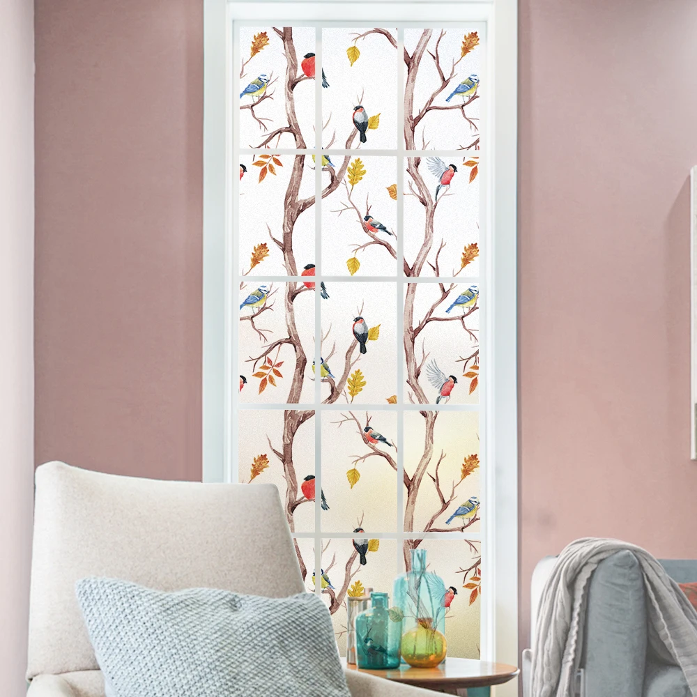 Window Film Privacy Lovely Birds Glass Sticker UV Blocking Heat Control  Window Coverings Window Tint for Homedecor