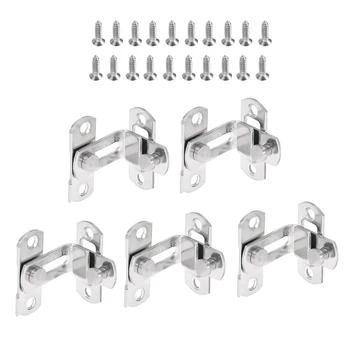 

DRELD 5pc 90 Degree Door Latch Bolt 304 Stainless Steel Lock Sliding Door Right Angle Buckle 304 Stainless Steel 90 Degree Latch
