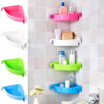

Kuulee Triangular Corner Shelf with Double Suction Cup Draining Rack Storage Rack for Kitchen Bathroom Home Decoration