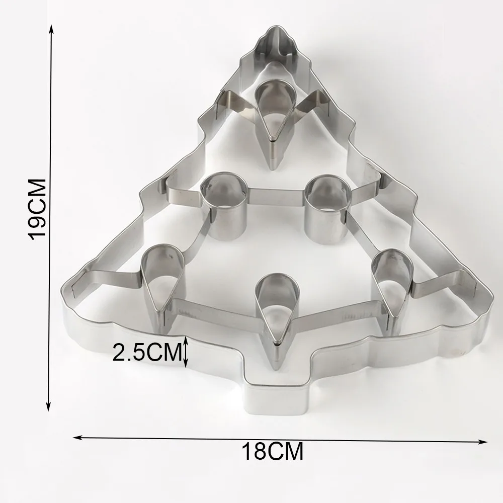1pc Christmas Tree Shape Mold Stainless Steel Stereo Mold Cookie Cutter Mold Christmas Cake Cookie Cutters Baking Tools