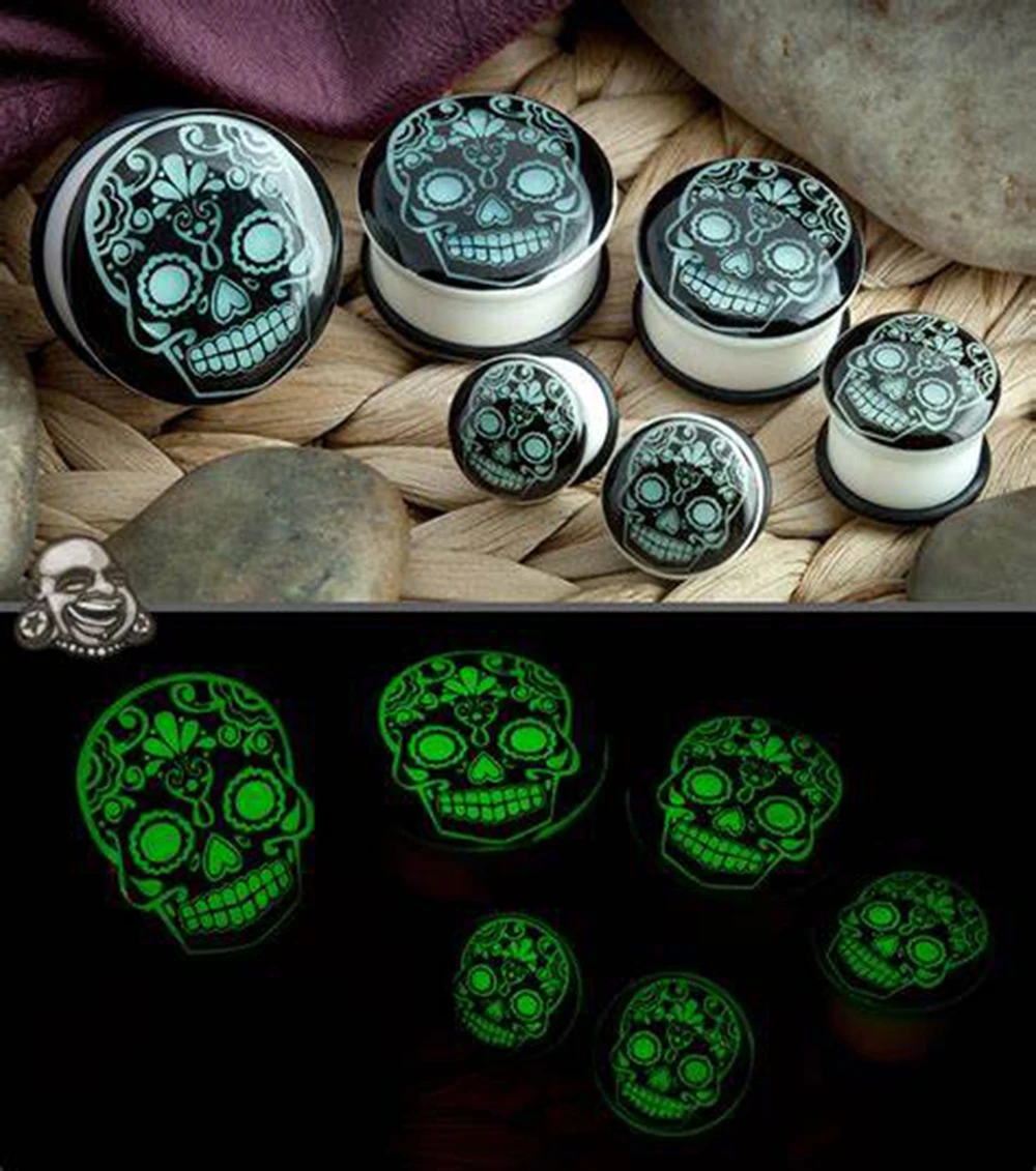 Acrylic Plugs And Tunnels Ear Plugs Flower Hollow Tunnel Plug 8mm-25mm Ear Gauges Expander Stretcher Piercing Jewelry body piercing jewelry body jewelry ear piercing jewelry 1pair