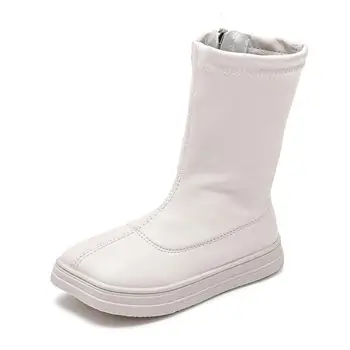 

Kids Boots For Girls Boys Leather Martin Boots high Children's fur Snow Boots Long Warm Boots 2020 Autumn winter Sport shoes