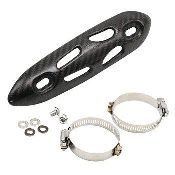 

New Carbon Fiber Motorcycle Dirt Street Exhaust Pipe Protection Heat Shield Cover Guard