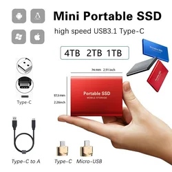 Disque dur externe SSD USB 3.1 de 4 to, stockage à grande vitesse pour ordinateur de bureau, portable 