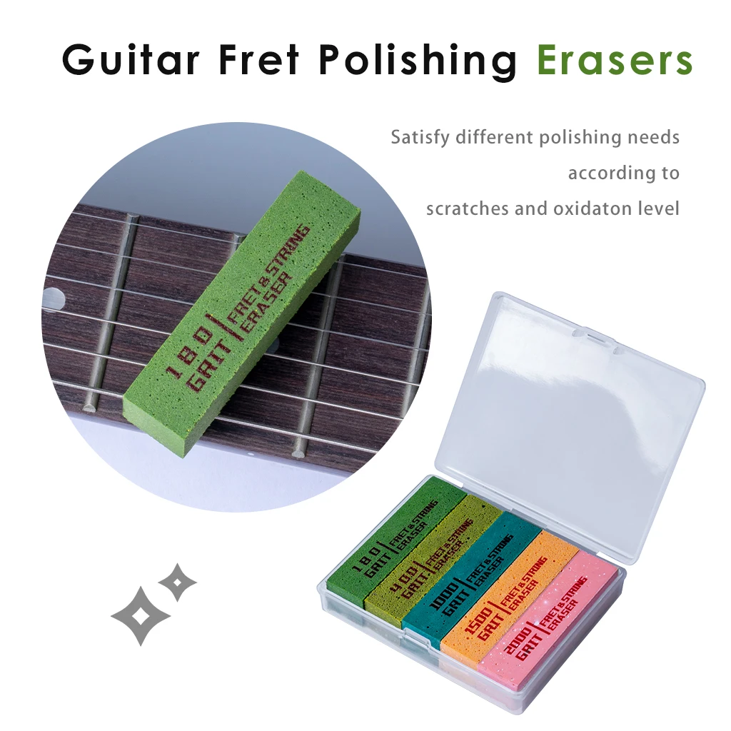 

Guitar Fret Polishing Erasers Abraisive Rubber 180/400/1000/1500/2000 Grit Polishing Maintaining Tool For Guitar Ukulele Bass