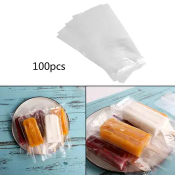 

100pcs Disposable Popsicle Bags Plastic Transparent Ice Cream Bag Candy DIY Packaging Storage Bags Kitchen Dining Bar