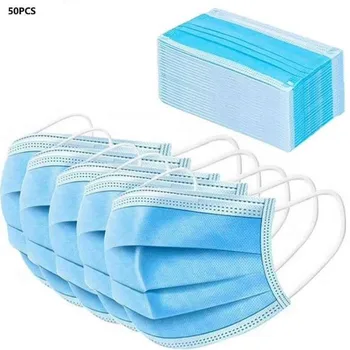 

50pcs Disposable Masks 3 Layers Mouth Dustproof Earloop Face Mask Set Anti-dust Foldable Elastic Masks For Women Men