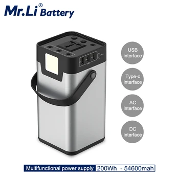 

110V 220V Generator Power Bank 200W 54600mAh Solar Energy Storage Generator Pure Sine Wave Car Refrigerator Laptops