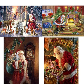 

DIY 5D Diamond Painting Santa Claus Pictures Diamond Embroidery Christmas Full Round Drill Mosaic Rhinestone Art Gift Wall Decor