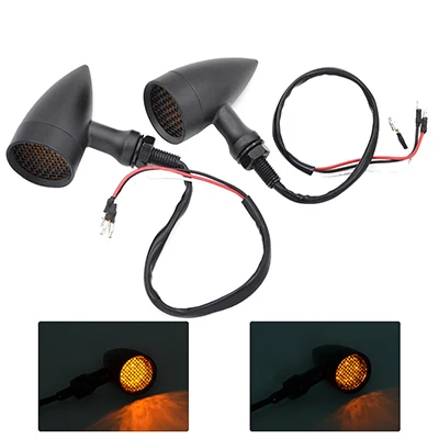Black Yellow Light Мотоцикл 12 В поворотники светодиодный светильник для Harley Chopper Кафе Racer Cruiser Bobber Kawasaki M10 Thread - Цвет: Black Yellow Light