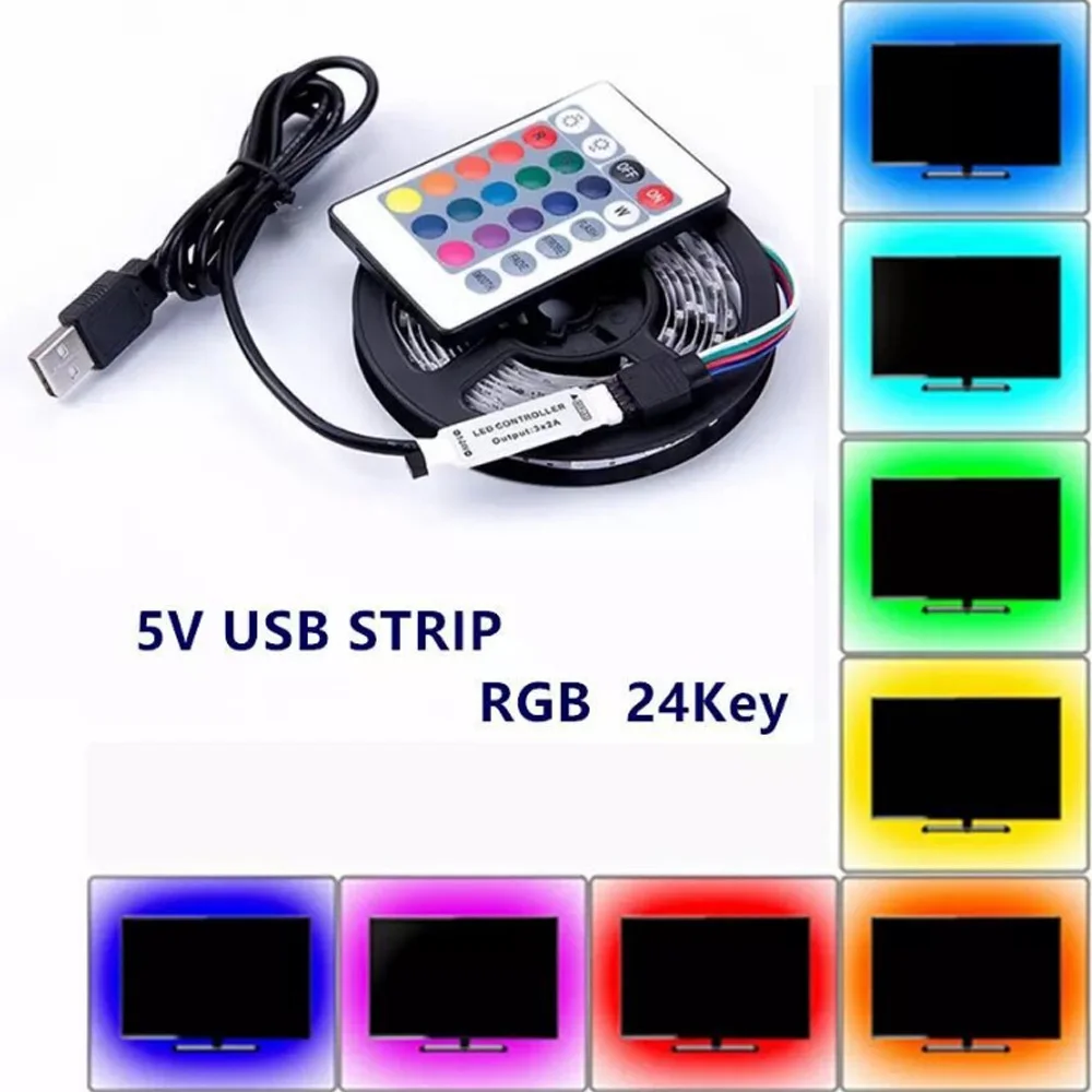

USB-кабель источник питания 5 в постоянного тока светодиодная полоса освещения USB 5050 5 в водонепроницаемая гибкая светодиодная лампа Диодная ТВ тыловая подсветка Освещение для дома Декор