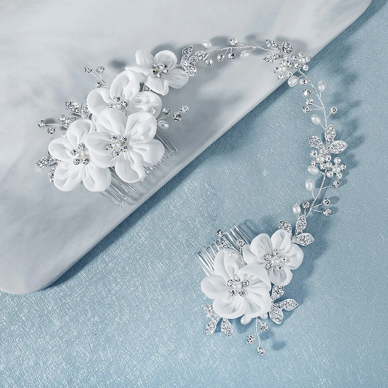 Handmade Flower Hair Comb Clips for Women Accessories Silver Color Bridal Wedding Hair Jewelry Prom Bride Headpiece Gifts hair comb hair accessory