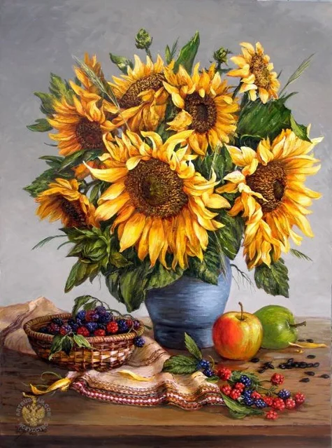 

DIY Diamond Painting Flower Full Drill Round Diamond Embroidery Picture Of Rhinestones Mosaic Home Decoration