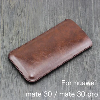 

mate30 Universal Fillet holster Phone Straight leather case retro simple style For Huawei mate 30 PRO pouch mate30RRO