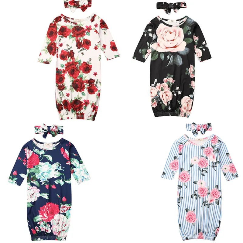 

Infant Baby Sleeping Bag Newborn Blanket Swaddle Wrap Gown Floral Outfits 0-9M