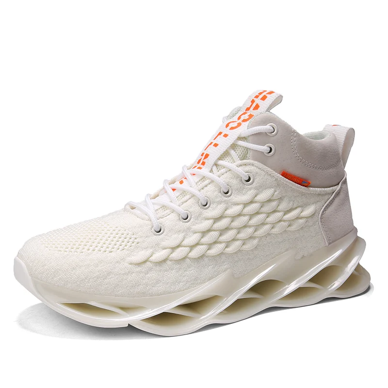 Новинка, спортивная обувь для мужчин с высоким берцем, амортизирующие кроссовки, дышащая спортивная обувь, для занятий спортом на открытом воздухе, для тренировок, бега, Zapatillas 46 - Цвет: Q281White