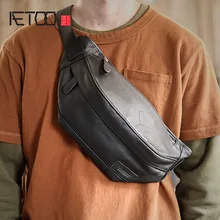 AETOO кожаная нагрудная сумка, трендовая сумка на одно плечо с косой застежкой, мужская кожаная сумочка