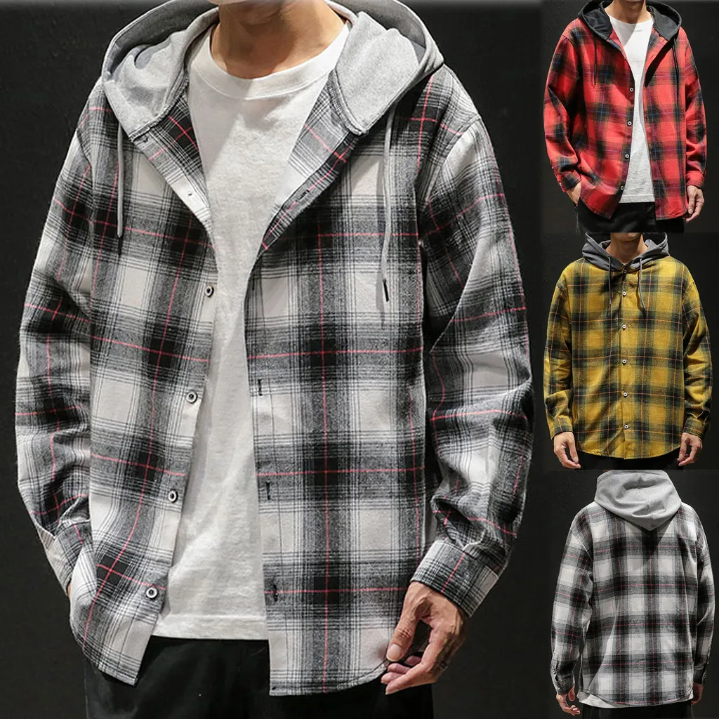 SAGACE, клетчатая рубашка с принтом, мужские рубашки, новая летняя мода, Chemise Homme, мужская клетчатая рубашка, рубашка с длинным рукавом, Мужская блузка, 26 июля