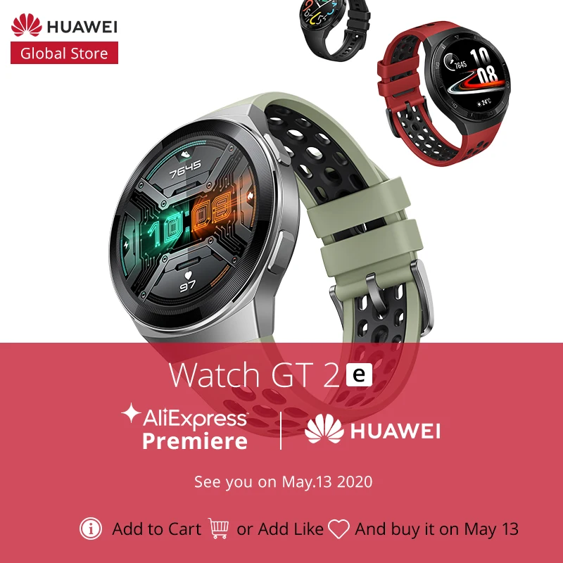 

Original HUAWEI WATCH GT 2e 1.39" AMOLED 5ATM Smart Watch 2 Weeks Long Standby Sport Watch GT Lite 100 Sport Modes NFC Global