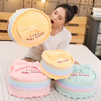 

New Listing Birthday Cake Pillow for Girlfriend Boyfriend Birthday Gift Sweet Macarons Plush Toy Throw Pillow To Sofa Decoration