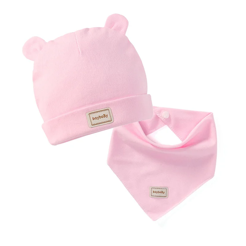 3 цвета, комплект, Eslatic платок, двухслойные хлопковые детские колпачки и шапки с детскими нагрудниками, розовый, желтый и небесно-голубой цвет для новорожденных