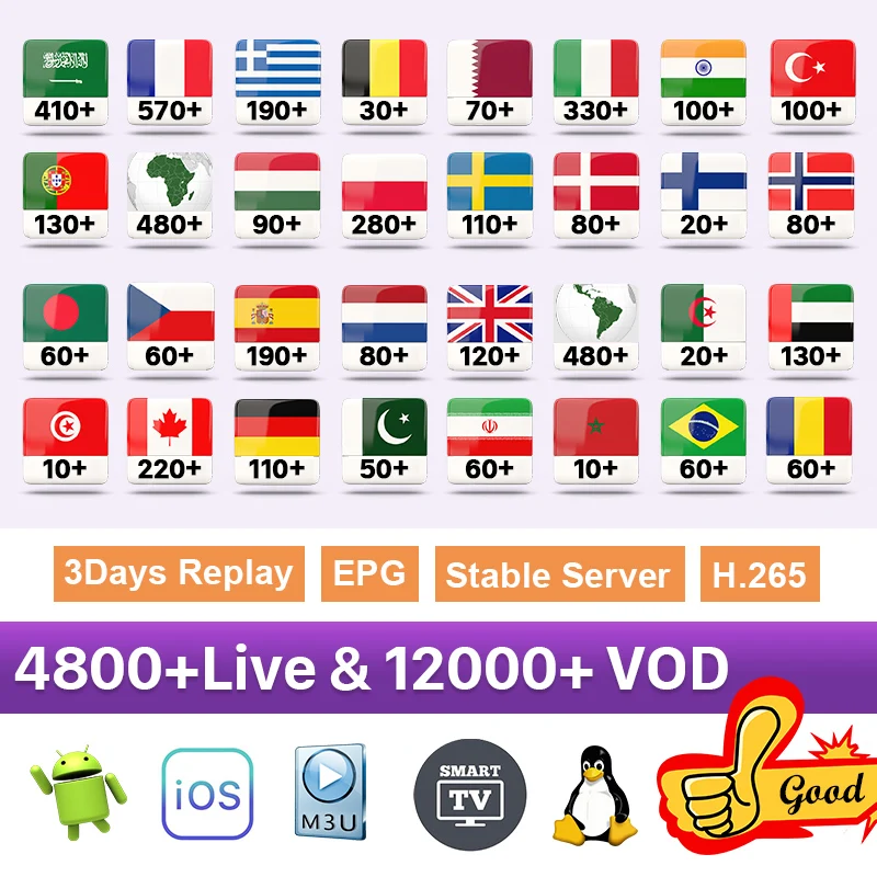

IPTV France Italy Spain Germany Greece Canada Portugal Android M3U IPTV Subscription UK Arabic Belgium Netherlands Norway IPTV