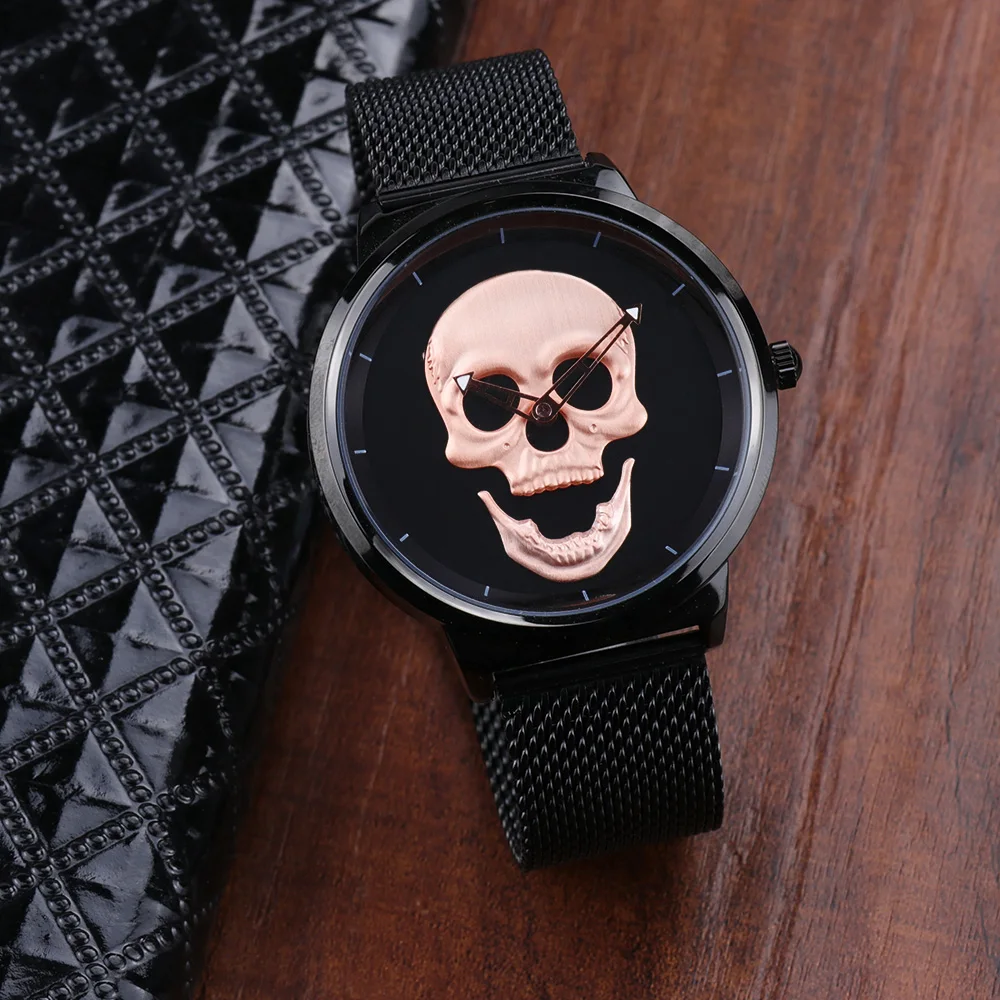 2023 Year  Cool Skull watch for Men Luxury Quartz Milanese Wristwatch Ultra Waterproof Retro Fashion Clock For Boy